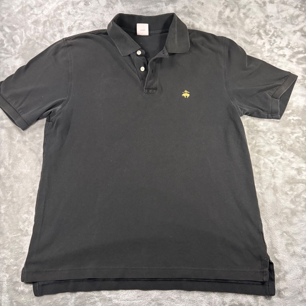 Brooks Brothers 346 Mens Polo Shirt Black Cotton Pique Original Fit Medium